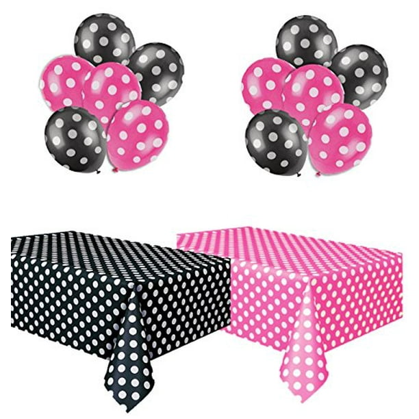 Polka Dot Plastic Tablecloth Hot Pink & White and Black & White, and