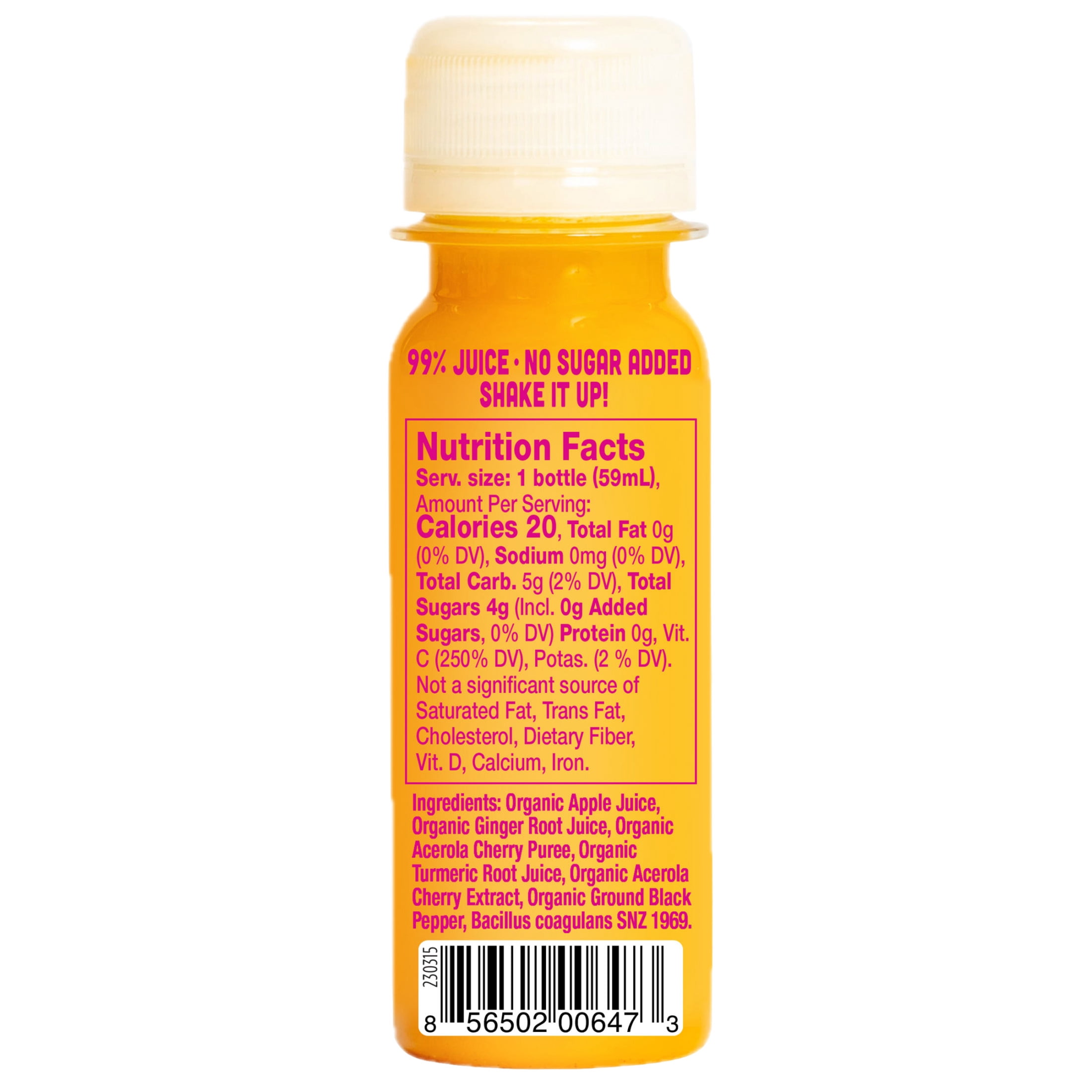 Vive Organic Immunity Boost Shot, Vitamin C, Ginger and Turmeric Wellness Shot, 2 fl oz Bottle