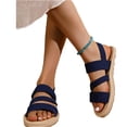 thumbnail image 2 of Willtoo Women's Summer Flat Sandals Open Toe Slingback Comfortable Slip-On Sandals Non Slip Elastic Ankle Strap Walking Sandals Outdoor Sport Walking Casual Sandals, 2 of 5