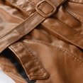 thumbnail image 6 of Fesfesfes Leather Jacket for Men Mid-length Solid Artificial Leather Zipper Hooded Slim Jacket Coats Sale Clearance, 6 of 7