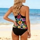 thumbnail image 5 of Traje de baño de 2 piezas para mujer, trajes de baño para mujer, bikini de top tipo jersey estampado y braguita, bikini suelto con cordón ajustable, conjunto de bikini de poliéster para mujer, 5 of 6