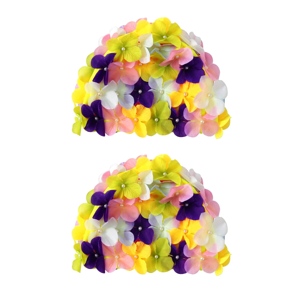 Esho Girls Swim Hats Teenager Big Girls Retro Style Swimming Cap 3D