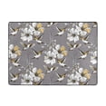 thumbnail image 7 of Area Rugs For Living Room Decor - White Flowers Hummingbird Gray Soft Anti Slip Throw Washable Rugs 5x7 For Bedroom, Indoor Carpet For Bedroom Living Room 80x58In, 7 of 7