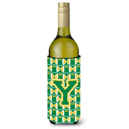 

Carolines Treasures CJ1069-YLITERK Letter Y Football Green and Gold Wine Bottle Beverage Insulator Hugger Wine Bottle