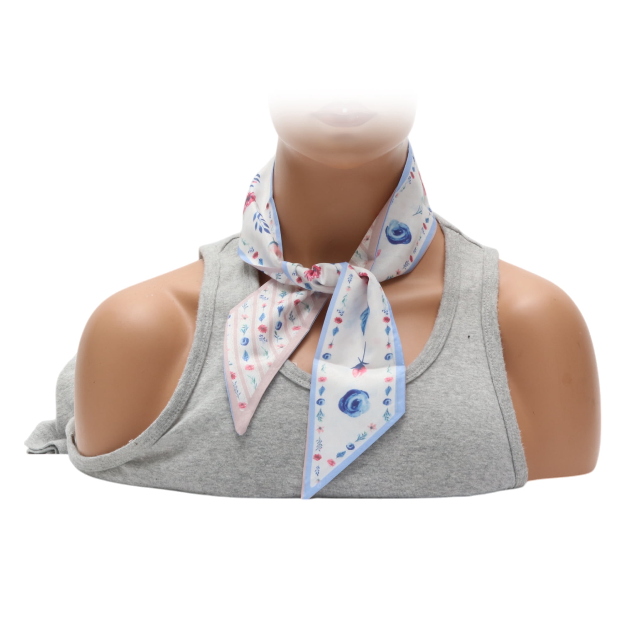 Unique Bargains Floral Long Ribbon Headband for Women Blue 1 Pc