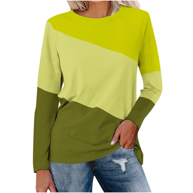 KIHOUT Hauts pour Femmes Printemps Hiver Couleur Unie Col Rond Manches Longues Chandails en Molleton Amples Blouse Haut