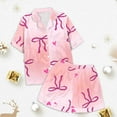 thumbnail image 2 of Pyjamas en Satin Imprimé Manches Courtes Ensemble de Pyjamas Boutonnés Tenues de Nuit Pyjamas pour Enfants Garçons Filles Mode, 2 of 5