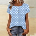thumbnail image 2 of yillto Womens Short Sleeve Tops Summer Printed Crewneck Buttons Pullover Shirts Casual Dressy Tunic Blouses, 2 of 7