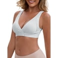 thumbnail image 4 of INSPIRE CHIC Women's Bras Front Closure Wireless Postpartum Breastfeeding Lingerie V-Neck Push Up Ribbed Nursing XL Gray, 4 of 5