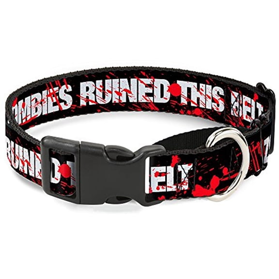 Buckle-Down MGC-W32621-L Zombies Ruined This Belt Black White Red Splatter Martingale Dog Collar