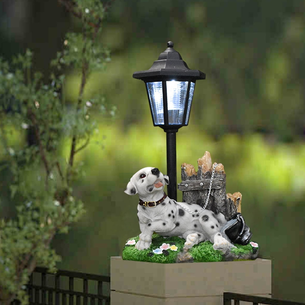 Weatherproof Dog Figure Solar Lanterns for Front Yard Home Garden Art Sculpture