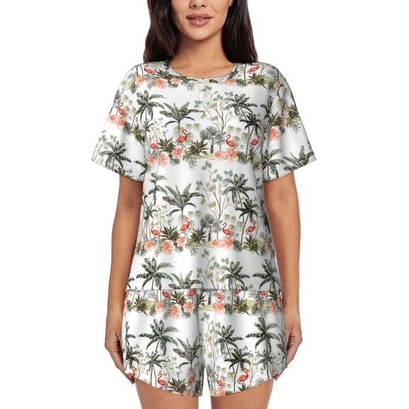 Xecao Flamingo Palm Trees print Swimsuit for women, Summer-ready, sporty style.Quick-dry fabric. Many sizes & colors.