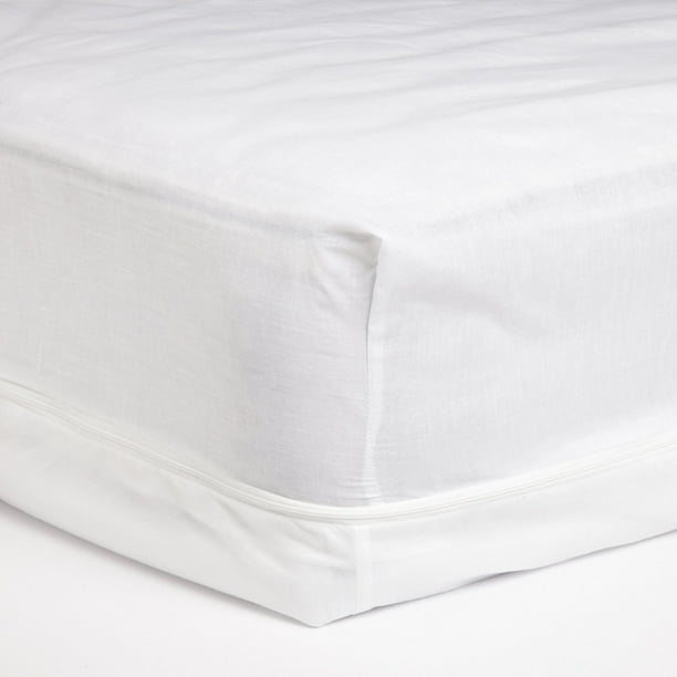 Adorable PolyCotton Touch Zippered Mattress Protector, White, Full