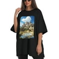 thumbnail image 4 of Plus Size Shirt for Women Black Tops for Women Short Sleeves Shirt for Women Castle1 T Shirt Crewneck Shirt for Women 5XL, 4 of 5
