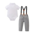 thumbnail image 4 of Baby Boy Clothes Suit 3-18 Months Newborn Formal Dress Shirt Suspender Pants Outfit Wedding 3PCS, 4 of 11