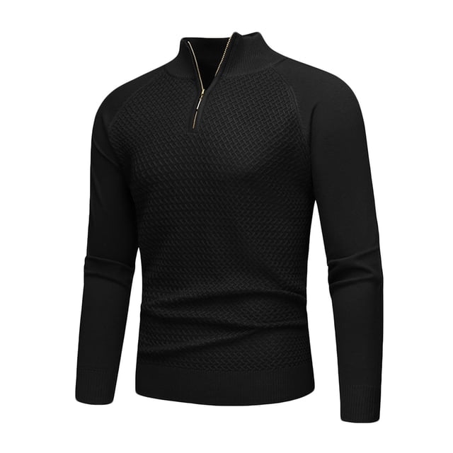 Yusimy Men's Pullover Sweater Knit Sweater Long Sleeve Sweater Solid Color Button Neck Stand Collar Casual Style