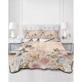 thumbnail image 2 of Full Size Quilt Bedding Set, Vintage Spring Floral Reversible Summer Quilt 3 Pieces, Elegant Flowers Butterflies Farmhouse Lightweight Bedspreads Coverlets with 2 Pillow Shams for All Seasons, 2 of 5