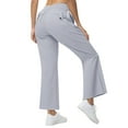 thumbnail image 3 of Bovemsi Casual Pants for Women Women's Solid Color Button Pocket Wide Leg Yoga Beach Trousers with Pockets, 3 of 9