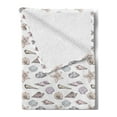thumbnail image 2 of Sea Life Soft Flannel Fleece Throw Blanket, Repetitive Shells Nautical Sketches Illustration, Cozy Plush for Indoor and Outdoor Use, 70" x 90", Purple Multicolor, by Ambesonne, 2 of 5