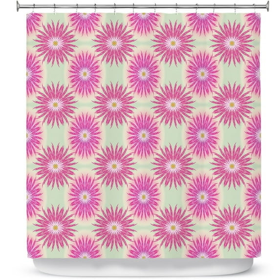 Shower Curtains 70" x 84" from DiaNoche Designs by Pam Amos - Spikey Flower Pattern Pink