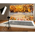 thumbnail image 2 of 10 x 8 ft Fall Autumn Thanksgiving Backdrop Pumpkin Harvest Fence Maple Leaves Decorations Background Haystack Leaves Baby Shower Banner Supplies Photo Booth Prop, 2 of 5