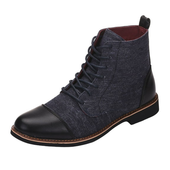 AnuirheiH Pointed Toe Boots for Men's New Casual Lace-up Mid Calf Men's Boots Clearance