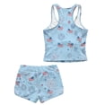 thumbnail image 2 of Xoenoiee Blue American Flag Firework Print Girls Tankini Swimsuits 4th of July Two Piece Tummy Control Bathing Suit with Swim Shorts Swimwear with Removable Pads, Size 10-11 Years, 2 of 7