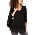 thumbnail image 1 of I.N.C T-Shirt Basique à Bordure Transparente pour Femmes, Noir, Moyen, 1 of 1