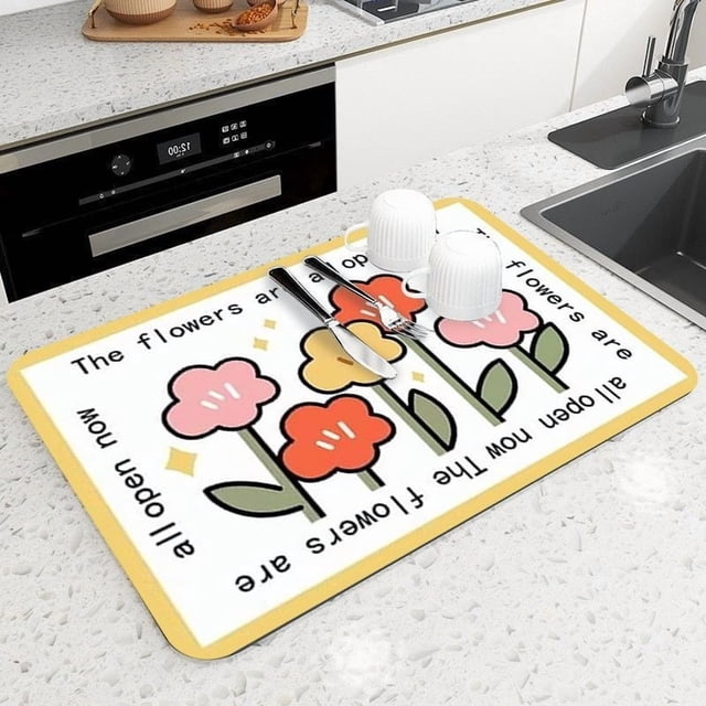 Tapete de drenaje for encimera de cocina, tapete antisalpicaduras for lavabo, tapete de secado de platos, posavasos absorbente, tapete aislante sin lavado, 40cm x 60cm