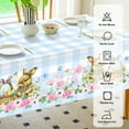 thumbnail image 4 of Spring Easter Tablecloth Rectangle, Flower Bunny & Eggs Buffalo Plaid Decorative Table Cloths Stain Resistant Fabric Table Cover for Dinner/Party/Picnic/Indoor/Outdoor (Grey, 60 x 84 Inch), 4 of 6