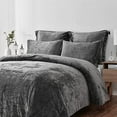 thumbnail image 2 of Distressed Velvet Comforter Set, Distressed Velvet Face and Brushed Solid Microfiber Reverse, with Light Weight Soft Poly Fill, 5 Pieces Grey Queen, 2 of 6