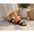 thumbnail image 2 of Women’s Cork Footbed Sandals – Double Buckle Slip-On with Toe Loop, Comfortable Summer Slide Sandals for Walking & Casual Wear, 2 of 8