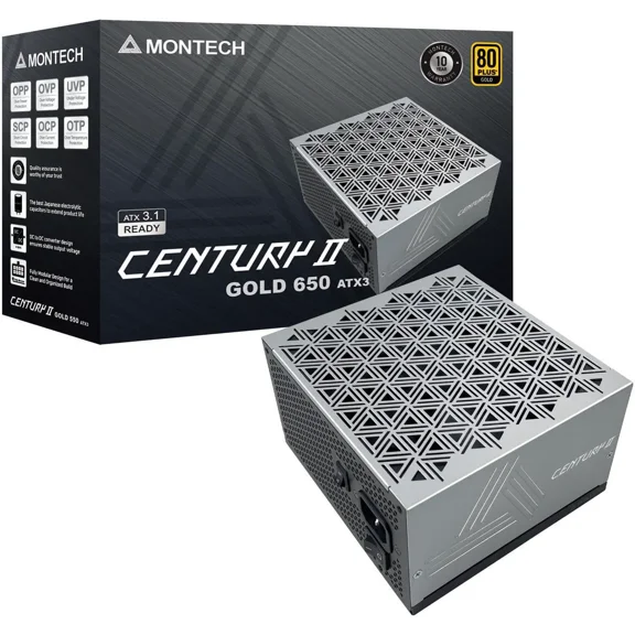 MONTECH Century II - 650W High-End ATX Gaming Power Supply - 80 Plus Gold Efficiency - Fully Modular - ATX 3.1 & PCIe 5.1 Ready with 12V-2x6 Cable - Zero RPM Low - 10 Years Warranty