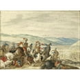 thumbnail image 3 of Bartholomäus Dietterlin 14x11 Black Modern Framed Museum Art Print Titled - Cavalry Skirmish Mountainous Landscape (1636 - 1640), 3 of 5