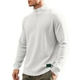 thumbnail image 4 of gbyLJF Men's Quarter Zip Pullover Casual Long Sleeve Base Layer Loose Comfy Small Checkered Jacquard Stand Up Collar Top, 4 of 7