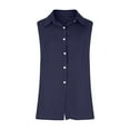thumbnail image 4 of TKLPEHG Women Tank Tops V-Neck Button Tank Top Fashion Western Outfit for Women Leisure Lightweight Solid Color Graphic Tee Sleeveless Blouses Regular Blouses (Navy,XXXXXL), 4 of 7