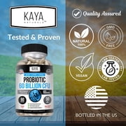 Kaya Naturals Probiotic 60 Billion CFU | Probiotics for Women, Probiotics for Men and Adults, Natural | Gut Health & Immune Support Supplement | Provides Digestive Support - 60 Vegetable Capsules