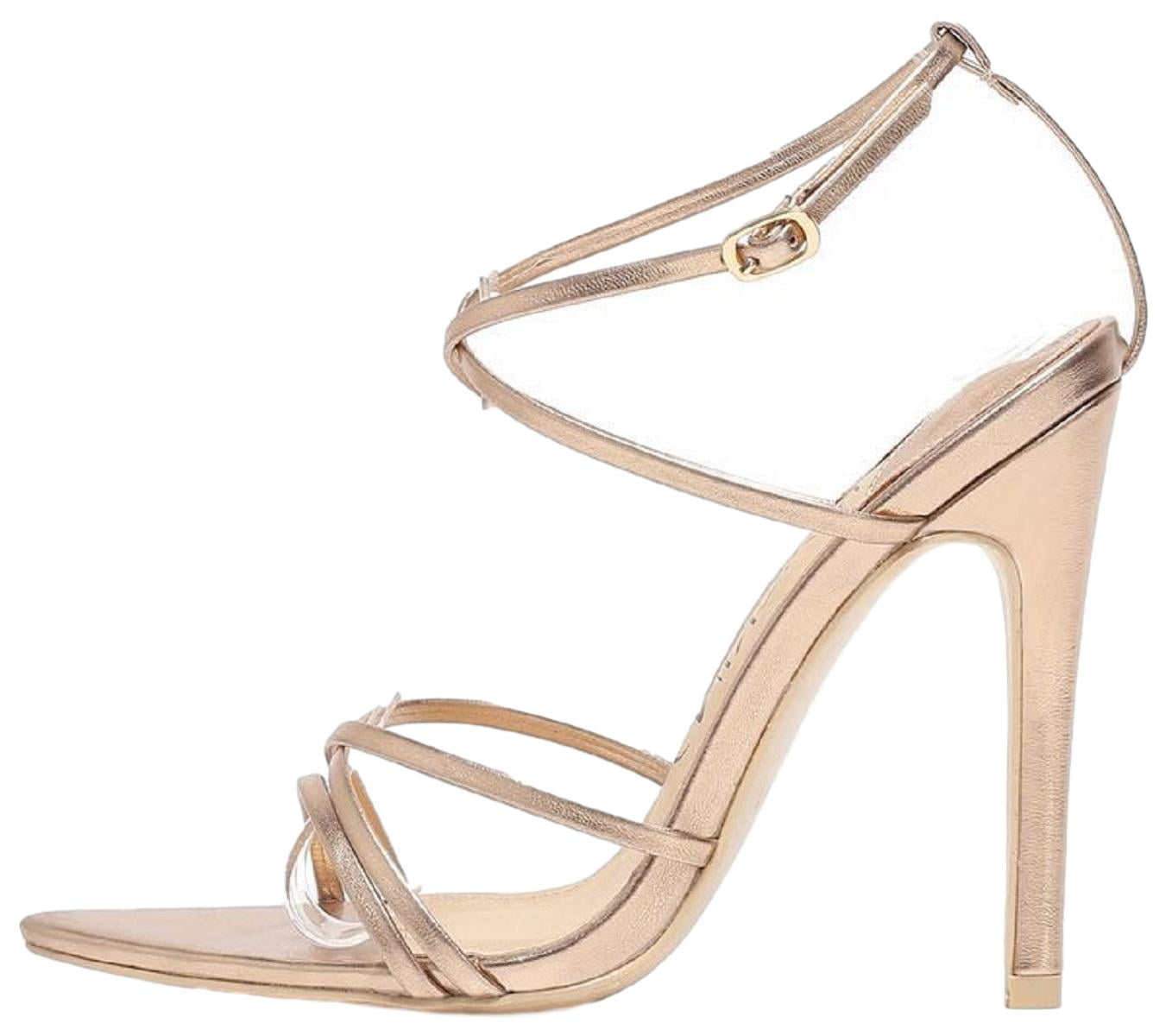 gold pointed strappy heels