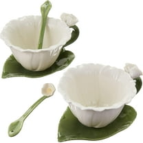 Ceramic White Daisy Flower Tea Cup and Saucer Set 6 Pieces