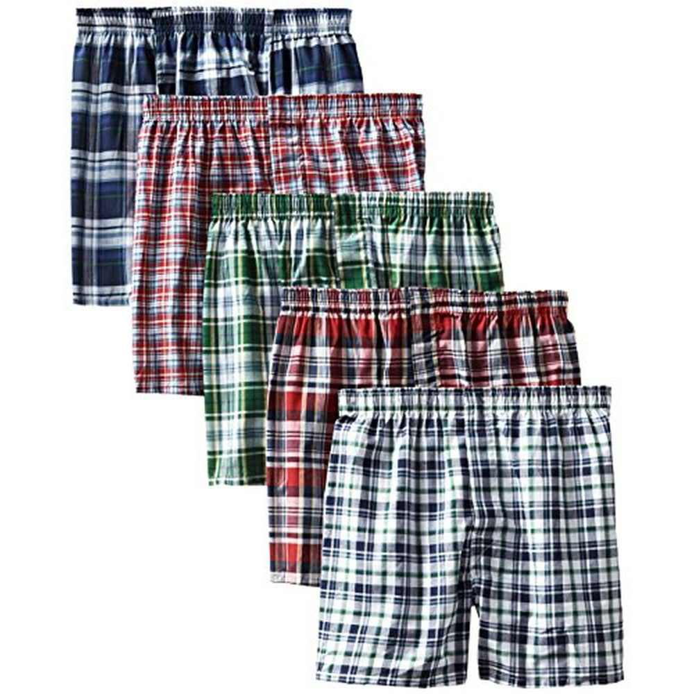 Hanes - Hanes Men's 5-Pack Tartan Boxer with Inside Exposed Waistband ...