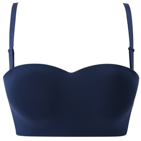 

FRSASU Bras Clearanc Women Sports Bra No Rims Side Breast Breathable Base Top Solid Underwear Navy 4(S)