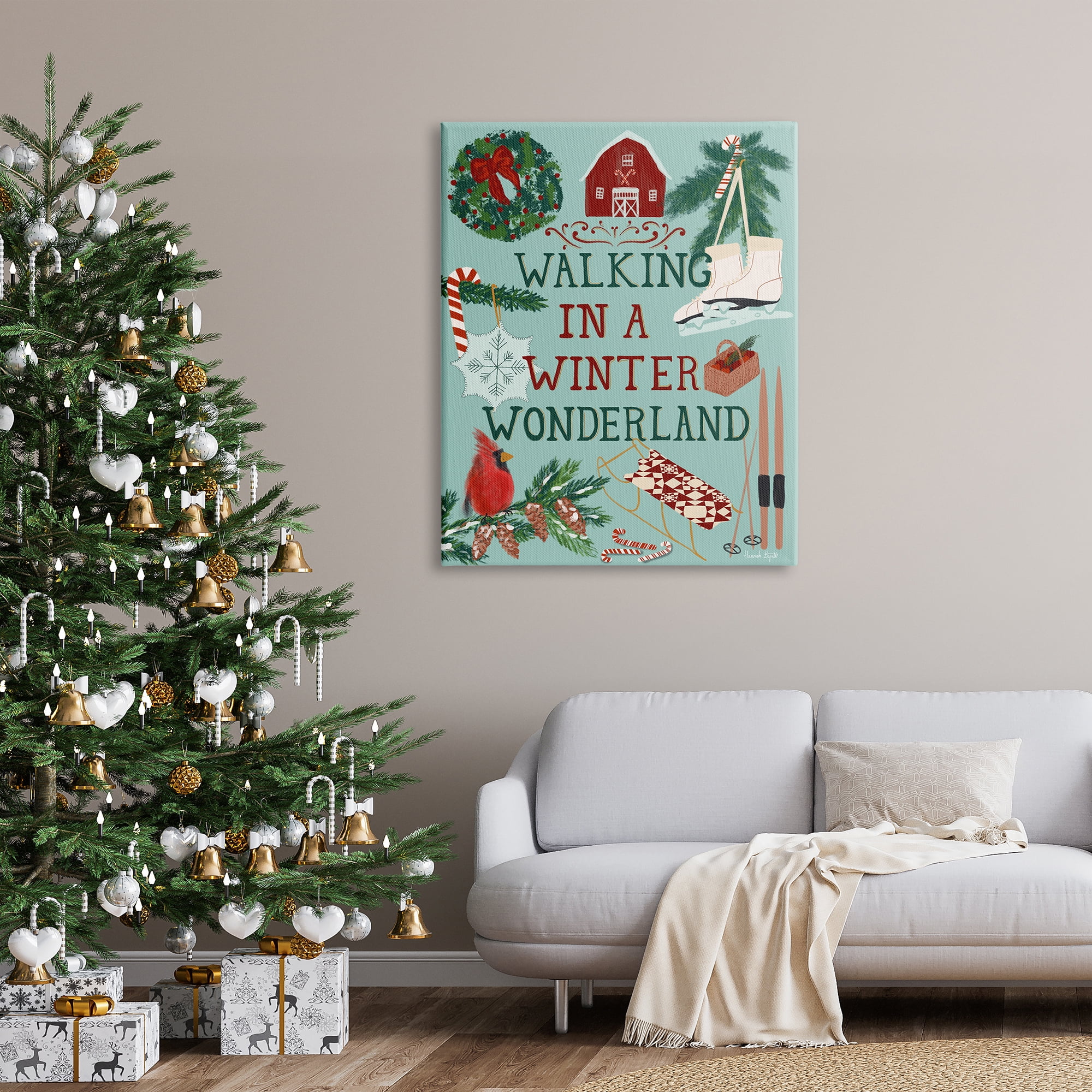 Stupell Industries Winter Wonderland Phrase Holiday Painting Gallery Wrapped Canvas Print Wall Art, 36 x 48