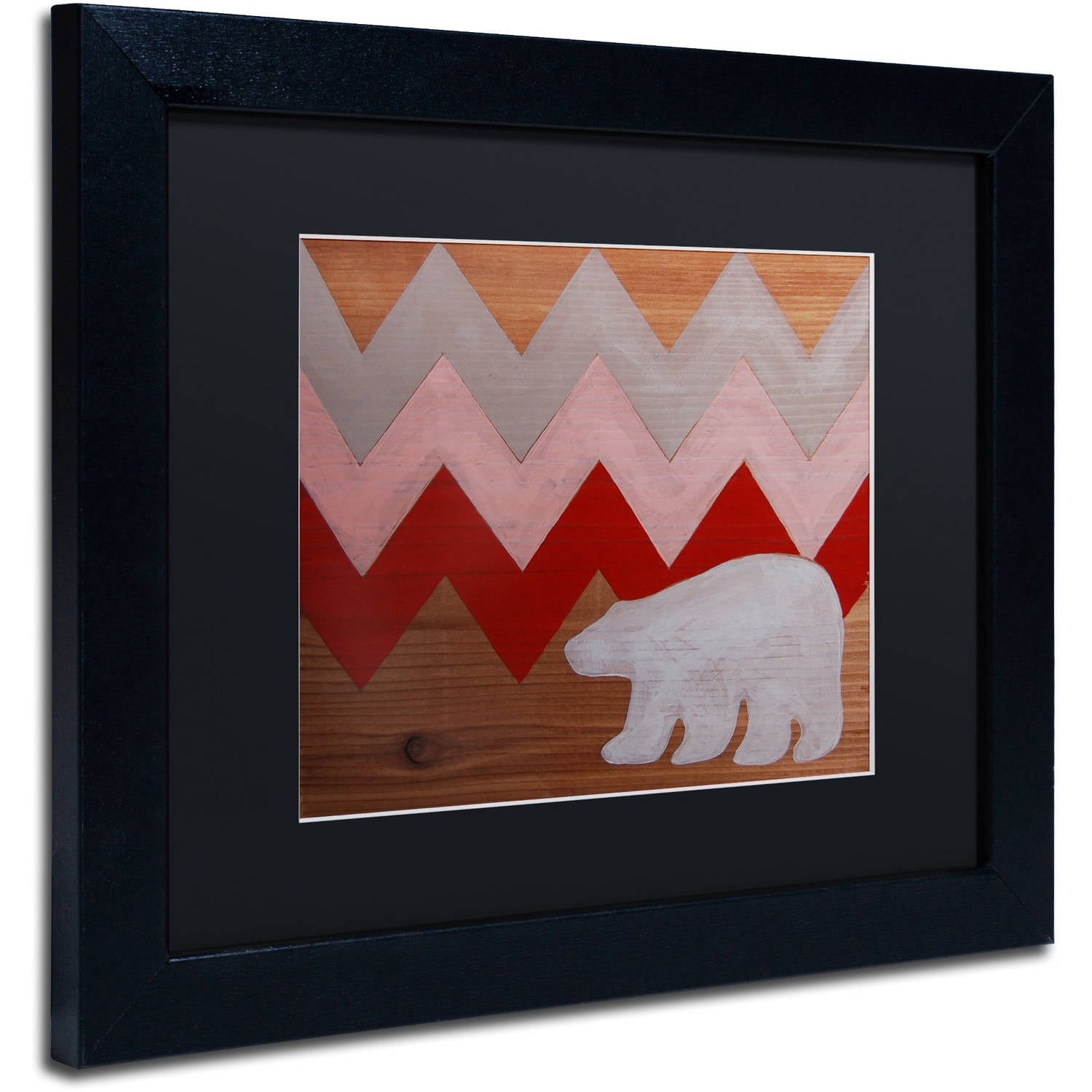 Trademark Fine Art "Polar Bear Red" Canvas Art by Nicole Dietz Black Matte, Black Frame