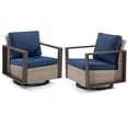 thumbnail image 3 of Meetleisure Contemporary Wicker Solid Print Zipped Outdoor Swivel Rocker Patio Chairs, Navy Set of 2, 3 of 8