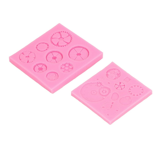 2Pcs Gears Cake Silicone Mold Punk Style High Temperature Resistant Clock Cogs Fondant Mold for DIY Dessert Chocolate