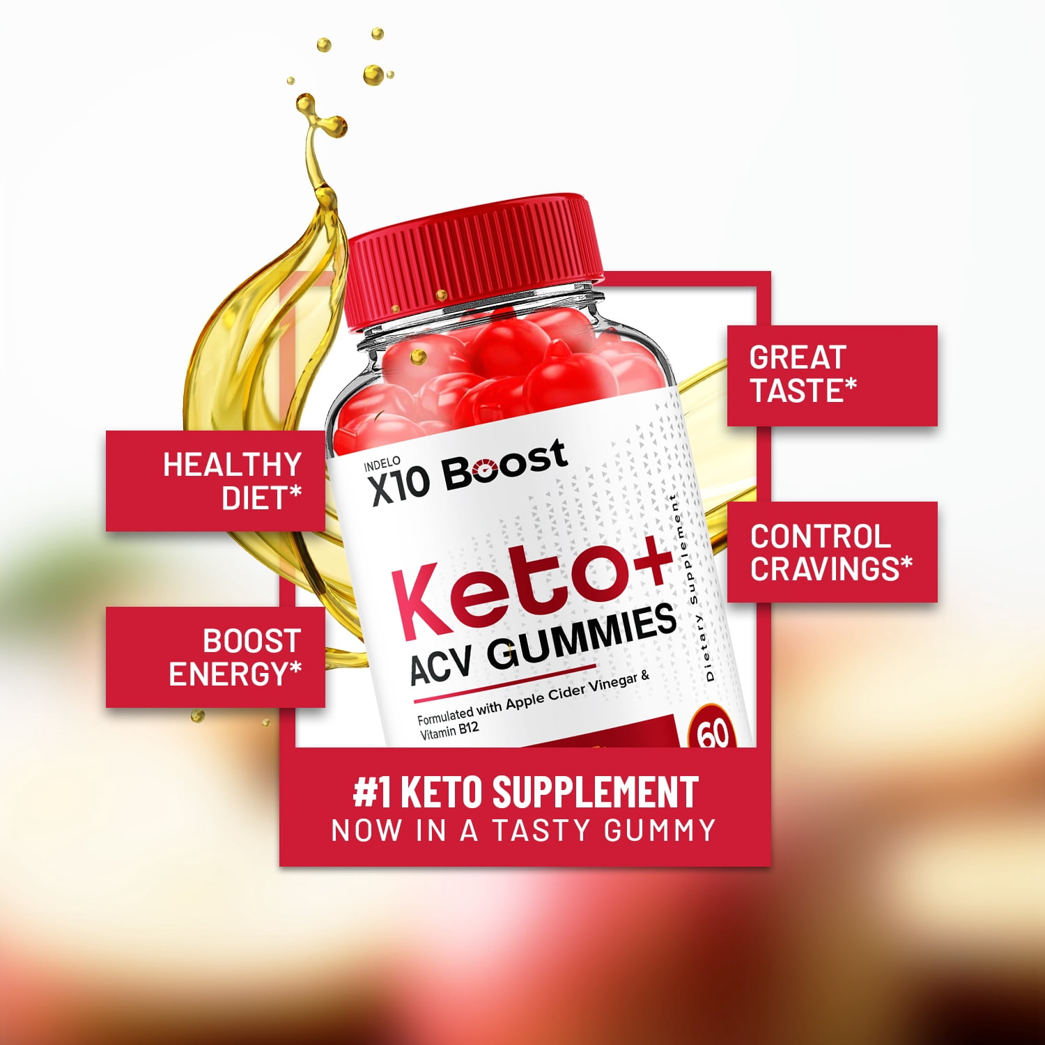 (3 Pack) X10 Boost Keto ACV Gummies, X10 Boost Keto Gummies Advanced Weight Loss, X 10 Keto + ACV Apple Cider Vinegar Supplement, X10Boost, X10Keto Folate Beet Root (180 Gummies)