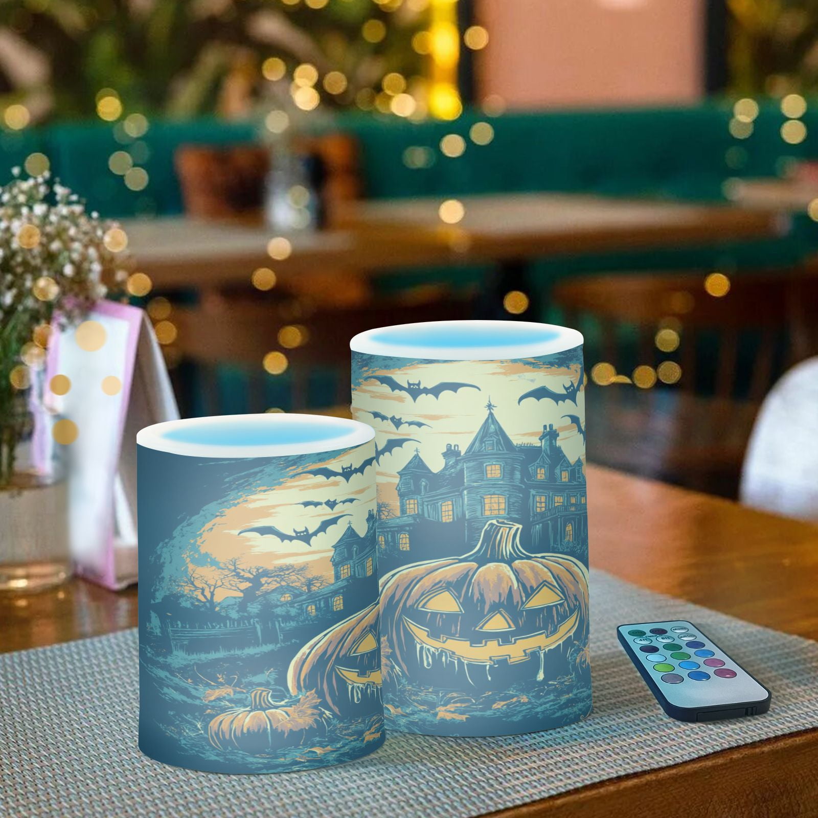 BZSMCE Flameless Candles LED Lights Halloween Theme Pumpkin Creativity Battery Candles
