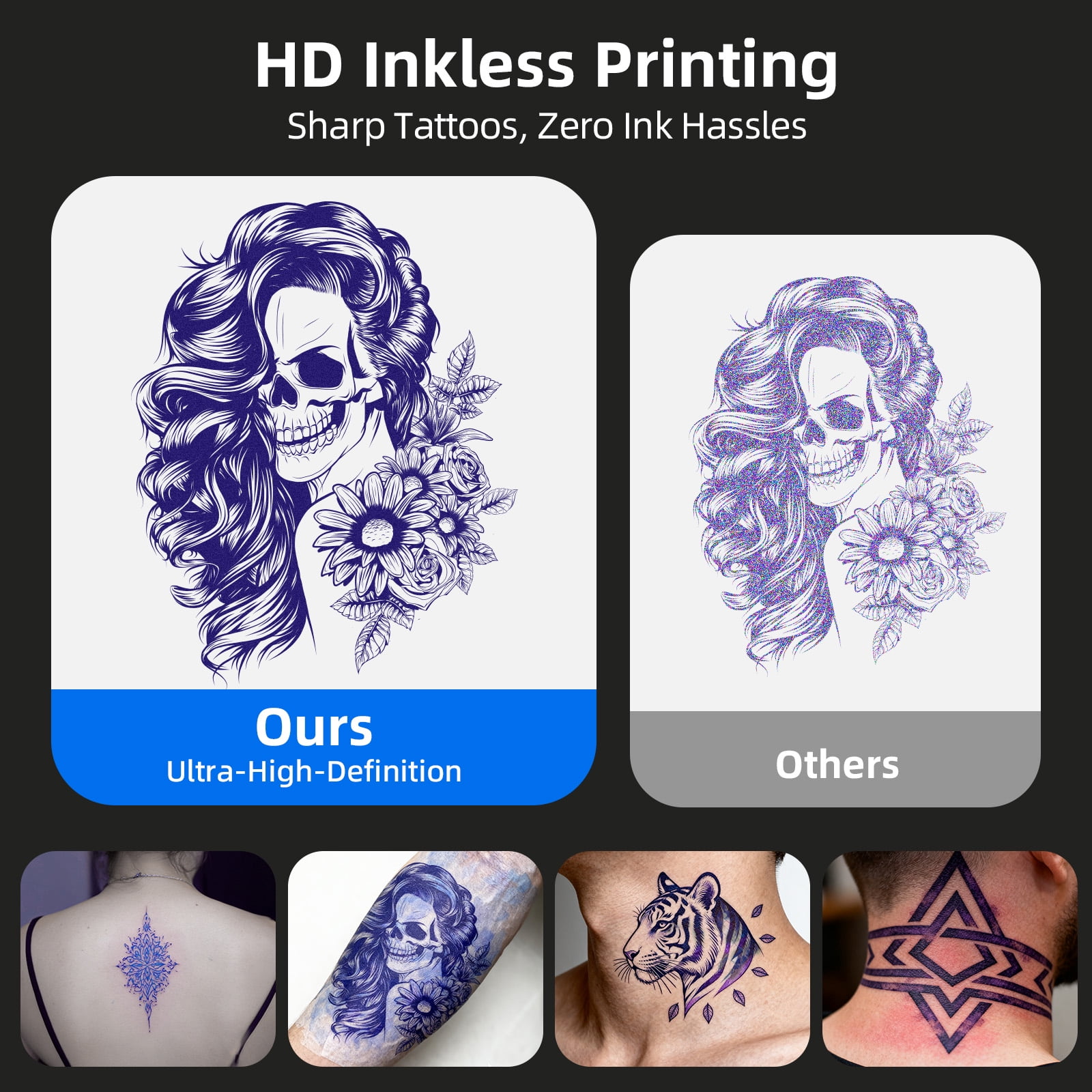 Milestone 2-in-1 Wireless Tattoo Stencil Printer Machine, Portable Thermal Tattoo Stencil & Document Printer Compatible with iOS Android PC