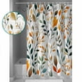 thumbnail image 3 of 60x72 Inch Shower Curtains for Bathroom Green Orange Leaves Fabric Bath Curtain Decor Spring Garden Botanical Waterproof Restroom Curtains Shower Set Accessories with 12 Hooks 60 Inch, 3 of 6