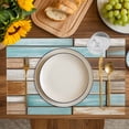 thumbnail image 4 of Blue Brown Vintage Placemats Set of 6, Retro Farmhouse Elegant Pastoral Placemats for Dining Table, Place Mats for Kitchen Tabletop, Waterproof Wipeable Dining Table Mats Set, 4 of 9